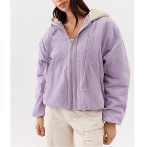 UO Casey Corduroy Lavender Hoodie Women's Jacket Size Medium Urban Outfitters